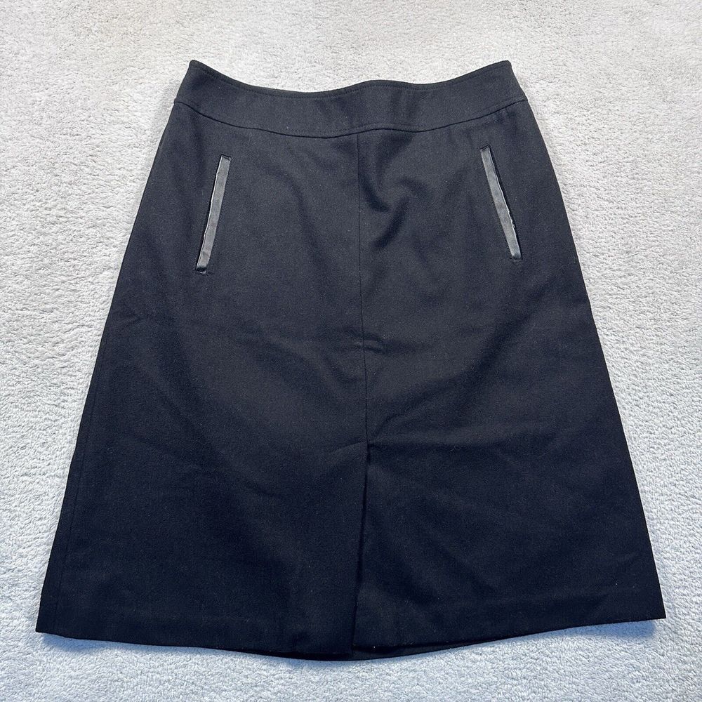 Banana Republic Wool Blend Pencil Skirt Women's 8‎ Black Pockets Front Slit